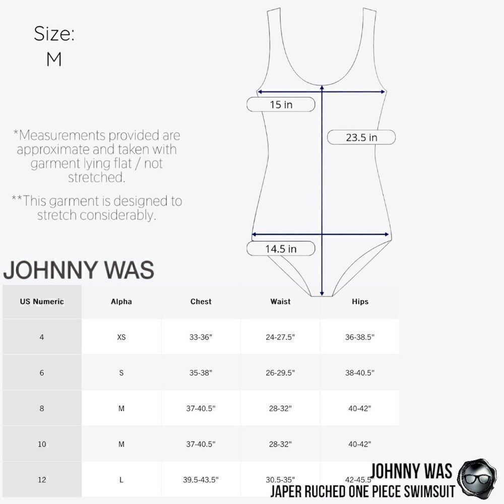JOHNNY WAS JAPER RUCHED ONE PIECE SWIMSUIT IN FLORAL BLUE RED SMALL, LARGE NEW - Picture 15 of 16